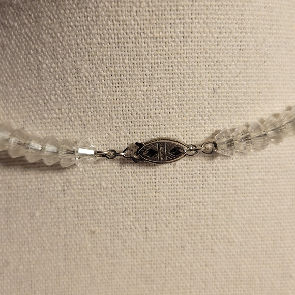 Vintage Sterling Silver Crystal Necklace  Graduated 18" - Picture 4 of 12
